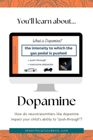 Text, "You'll learn about dopamine and how this neurotransmitter impacts your child's ability to push through."